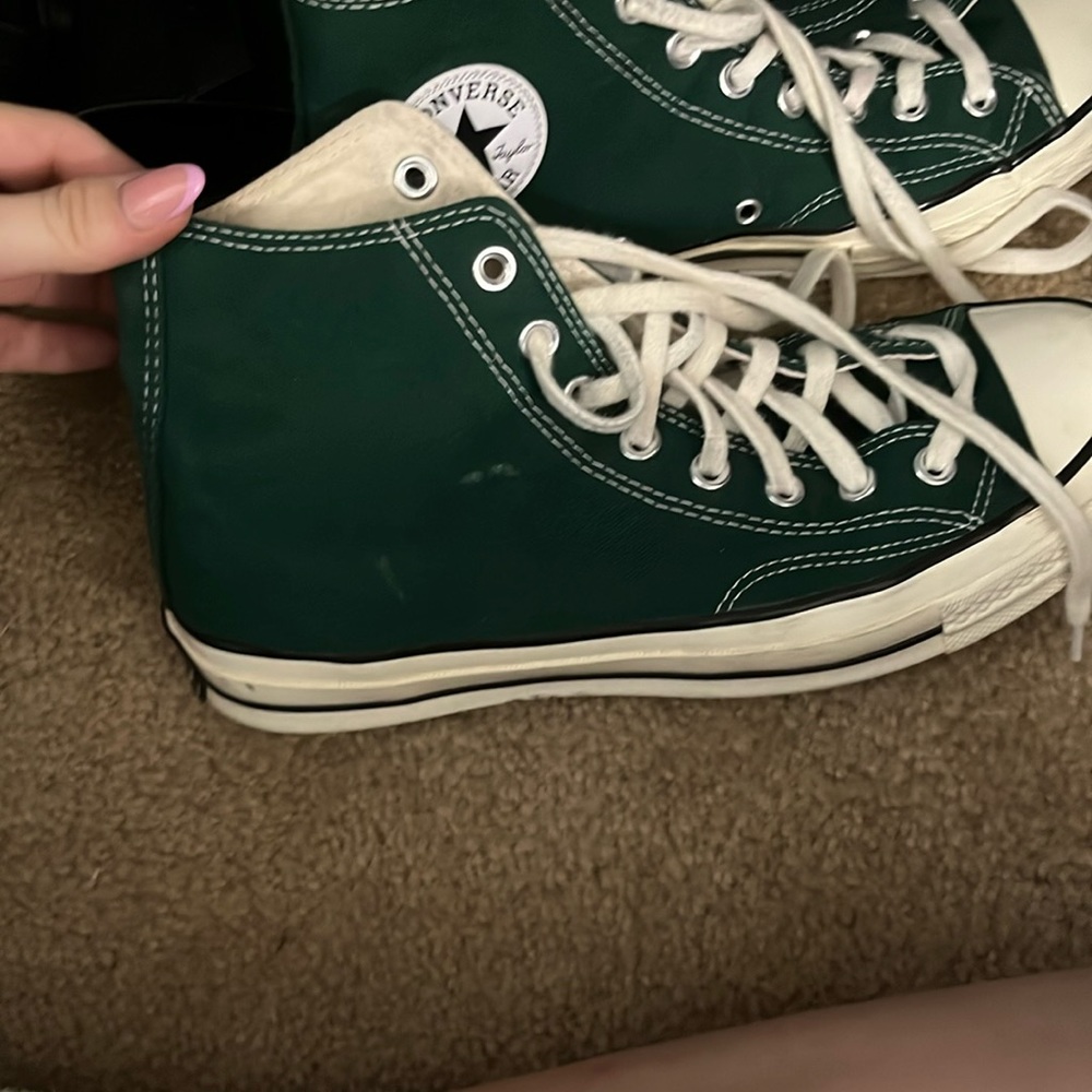 Green High top Converse, size 10 women’s, have only been worn 3x